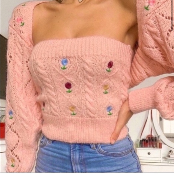Zara Tops - Zara Knit Embroidered Tube Top NEW